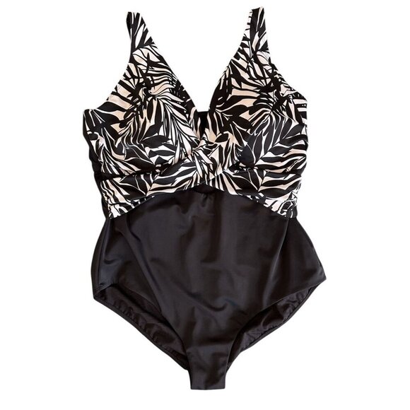 Swimsuits for All One Piece Size 22 Black White Built In Bra Adjustable Straps - Picture 1 of 7